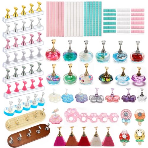 Japanese Style Diamond Base Clay Nail Tips Holder Hand Shaped Plastic Mud Art – Nail Legend B2B wholesale (image preview)