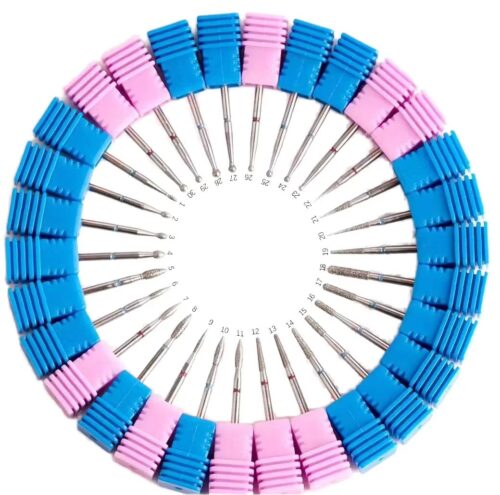 30-Piece Russian-Style Pre-Treatment Stainless Steel Diamond Nail Drill Bit Set – Nail Legend B2B wholesale (image preview)