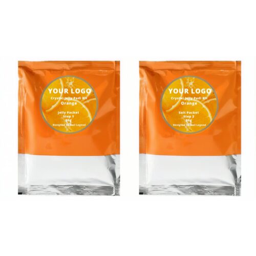 Customizable Orange Vegan Crystal Jelly Salt Pedicure Powder Moisturizing and Relaxing – Private Label OEM V7 Kit Manufacturer | Nail Legend B2B