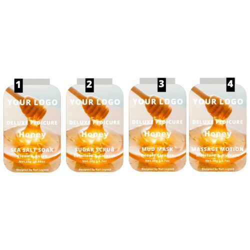 Nail Legend 4 1 Deluxe Vegan Pedicure Kit Box Spa Professional Salt Soak Sugar Scrub Mud – Private Label OEM V7 Kit Manufacturer | Nail Legend B2B