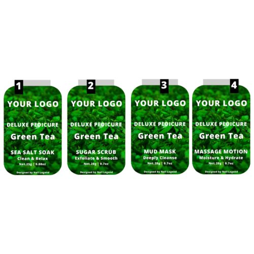 4-in-1 Deluxe Professional Spa Pedicure Kit Vegan Ingredients Salt Soak Sugar Scrub Mud – Private Label OEM V7 Kit Manufacturer | Nail Legend B2B