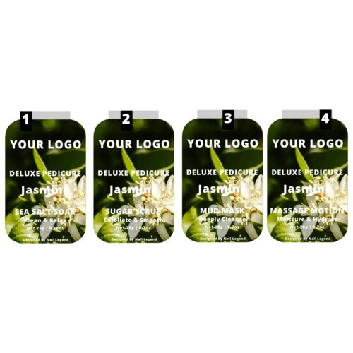 4 in 1 Deluxe Vegan Pedicure Kit Box Professional Spa Use with Salt Soak Sugar Scrub Mud – Private Label OEM V7 Kit Manufacturer | Nail Legend B2B