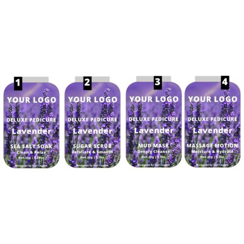 4 in 1 Deluxe Vegan Pedicure Kit Box Spa Professional Use with Salt Soak Sugar Scrub Mud – Private Label OEM V7 Kit Manufacturer | Nail Legend B2B