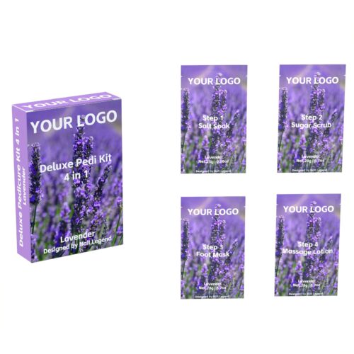 4 in 1 Deluxe Vegan Pedicure Kit Box Spa Professional Use with Salt Soak Sugar Scrub Mud – Private Label OEM V7 Kit Manufacturer | Nail Legend B2B