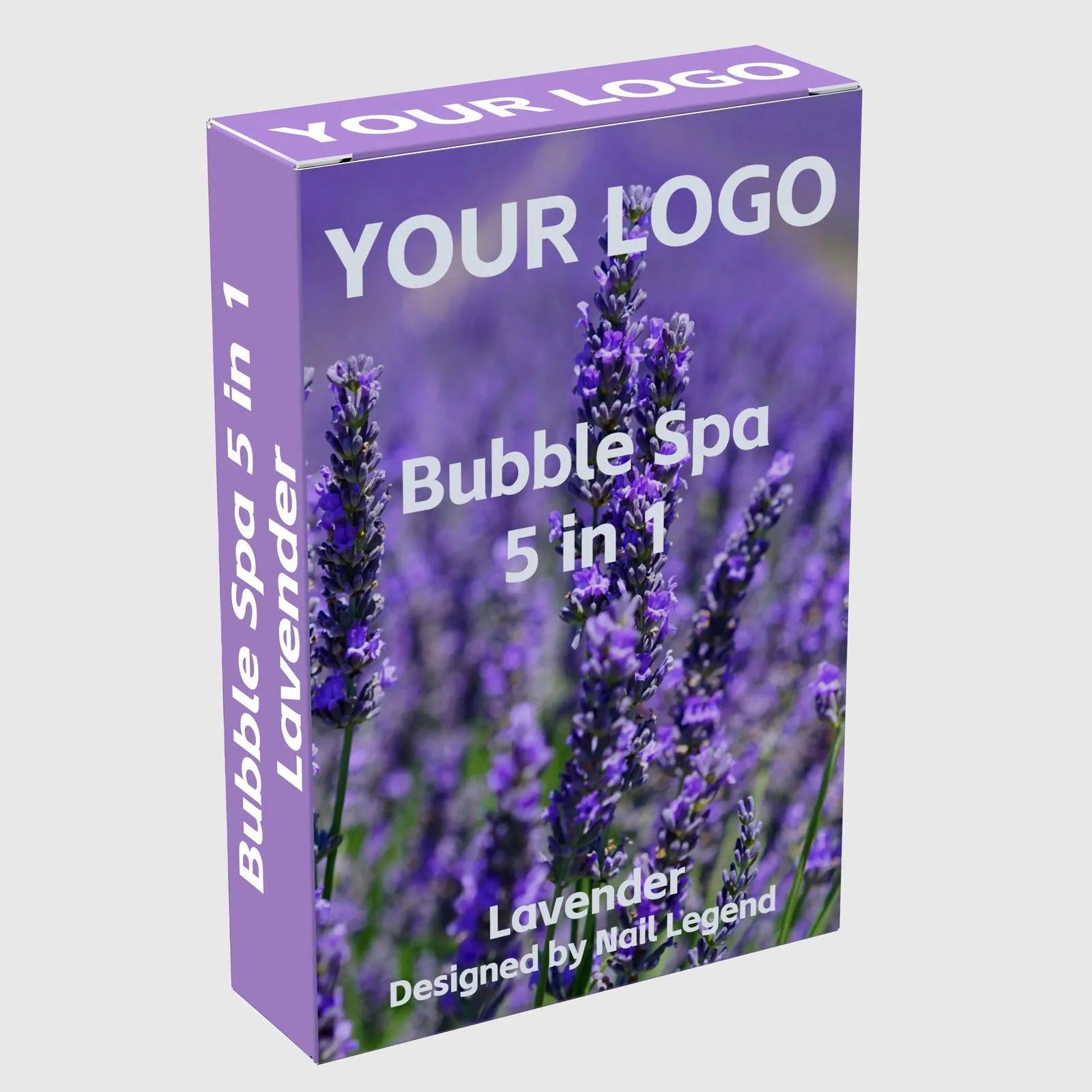 Lavender Bubble Spa 5 in 1, Crystal, Activator, Sugar Scrub, Foot Mask, Massage Lotion, – Private Label OEM V7 Kit Manufacturer | Nail Legend B2B