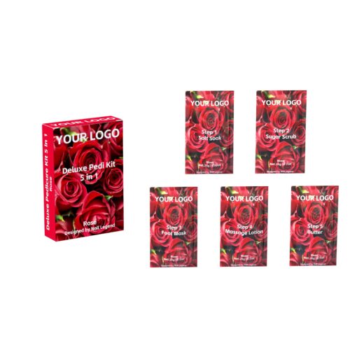 Deluxe Organic Herbal Vegan Pedicure Kit 5 in 1 Salt Soak Sugar Scrub Foot Mask Massage – Private Label OEM V7 Kit Manufacturer | Nail Legend B2B