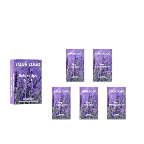 Deluxe Professional Spa Use Lotion Set 5 in 1 Salt Soak Callus Remover Sugar Scrub Foot – Private Label OEM V7 Kit Manufacturer | Nail Legend B2B