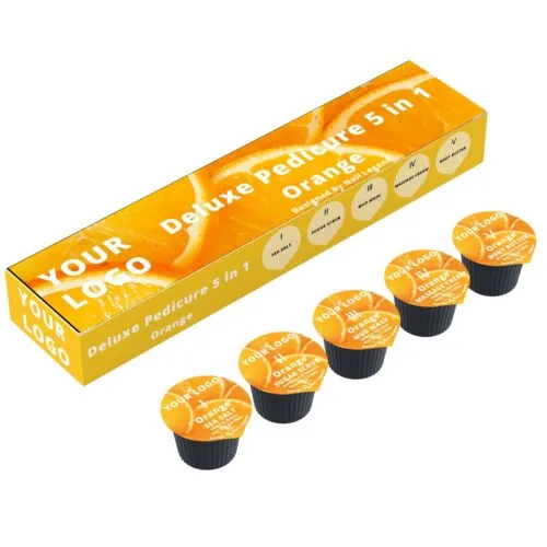 5-in-1 Deluxe Vegan Pedicure Kit with Salt Soak Sugar Scrub Mud Mask Massage Cream Butter – Private Label OEM V7 Kit Manufacturer | Nail Legend B2B