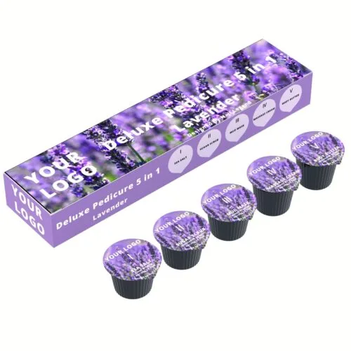 5-in-1 Deluxe Vegan Pedicure Kit with Lavender Scents Professional Spa Use Salt Soak – Private Label OEM V7 Kit Manufacturer | Nail Legend B2B