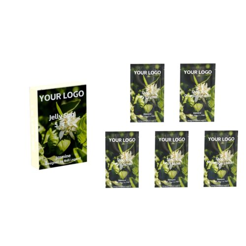 Jasmine Jelly Spa 5-in-1 Organic Vegan Pedicure Kit Crystal Dissolution Salt Sugar Scrub – Private Label OEM V7 Kit Manufacturer | Nail Legend B2B