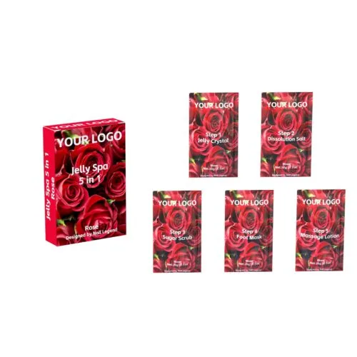 Professional Spa Use 5 in 1 Rose Jelly Spa Organic Vegan Crystal Dissolution Salt Sugar – Private Label OEM V7 Kit Manufacturer | Nail Legend B2B