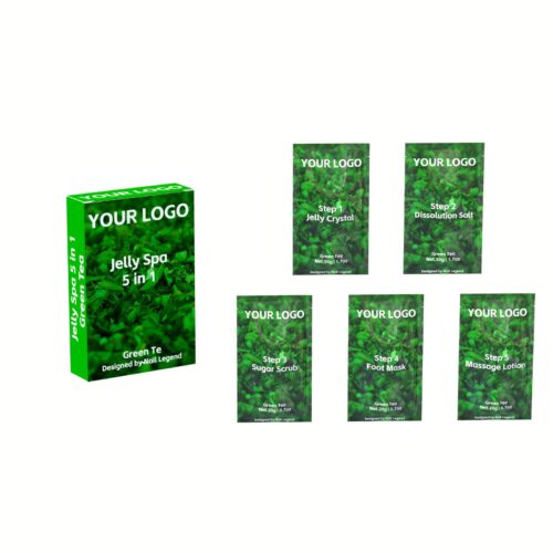 Organic Green Tea 5 1 Jelly Spa Pedicure Kit Crystal Dissolution Salt Sugar Scrub Foot – Private Label OEM V7 Kit Manufacturer | Nail Legend B2B