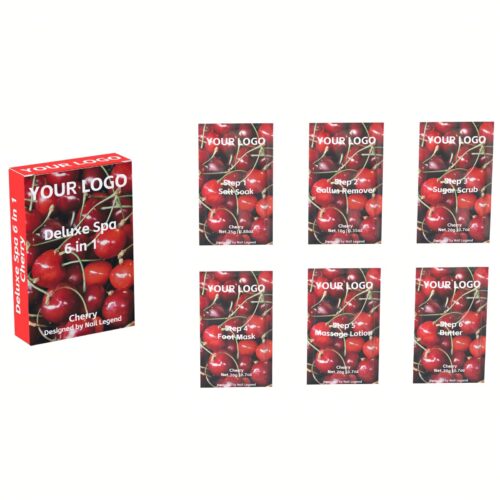 Cherry Deluxe Spa 6-in-1 Professional Use Kit Organic Vegan Salt Soak Callus Remover – Private Label OEM V7 Kit Manufacturer | Nail Legend B2B