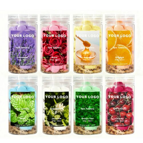 Nail Legend Spa Tablets 250g Quick-Dissolve Natural Organic Multi-Color Custom Scents for – Private Label OEM V6 Solid Manufacturer | Nail Legend B2B