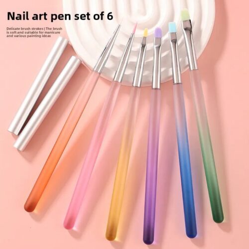 Frosted Gradient Color Handle Flat Nylon Nail Art Brush Light Therapy Painting Drawing – Private Label OEM V4 Consumable Manufacturer | Nail Legend B2B
