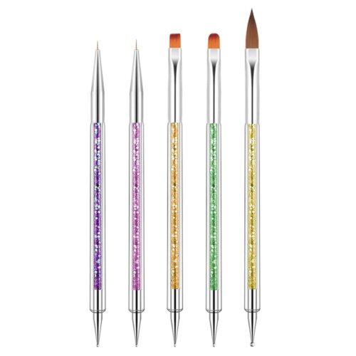 Dual-Sided Durable Nylon Nail Art Brush Set Flat Manicure Painting Brushes Dotting Pen – Private Label OEM V4 Consumable Manufacturer | Nail Legend B2B