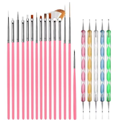 Best Selling 20pcs Salon-quality Nail Art Brushes and 5pcs Durable Nylon Dotting Pens – Private Label OEM V4 Consumable Manufacturer | Nail Legend B2B