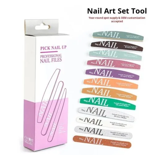 12pcs Reusable Nail File Set Double Sided Washable Buffer Multi Grit 80 100 180 - Reusable M... – product detail view, reusable bamboo file set wholesale