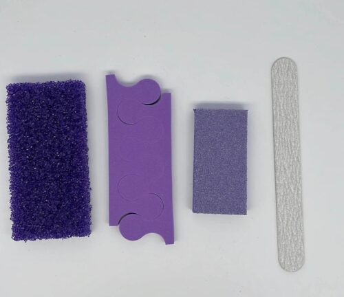 4 in 1 Pedicure Kit with Nail File Buffer Pumice and Toe Separator Salon Customized Size – product detail view, wholesale