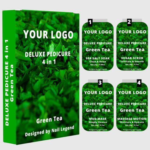 4-in-1 Deluxe Professional Spa Pedicure Kit Vegan Ingredients Salt Soak Sugar Scrub Mud – product detail view, wholesale