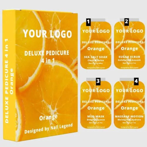 4 in 1 Deluxe Vegan Pedicure Kit Box Professional Spa Use with Salt Soak Sugar Scrub Mud – product detail view, wholesale