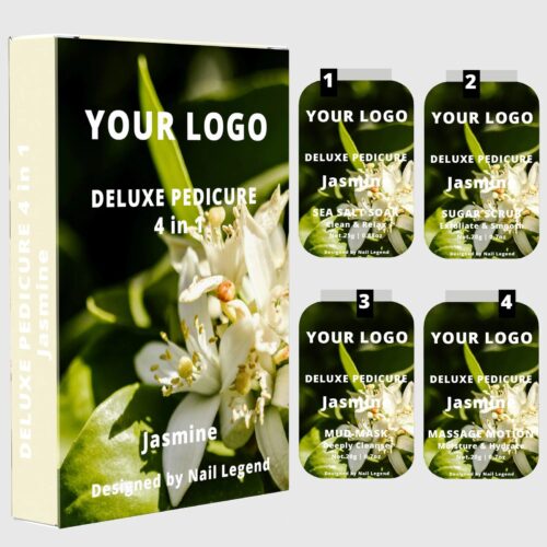 4 in 1 Deluxe Vegan Pedicure Kit Box Professional Spa Use with Salt Soak Sugar Scrub Mud – product detail view, wholesale