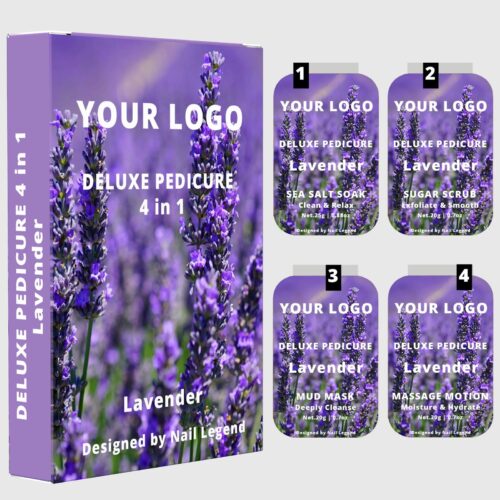 4 in 1 Deluxe Vegan Pedicure Kit Box Spa Professional Use with Salt Soak Sugar Scrub Mud – product detail view, wholesale