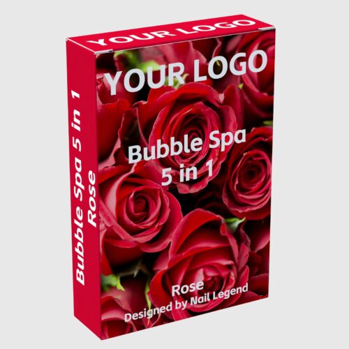 Rose Bubble Spa 5 in 1, Crystal, Activator, Sugar Scrub, Foot Mask, Massage Lotion, – product detail view, wholesale