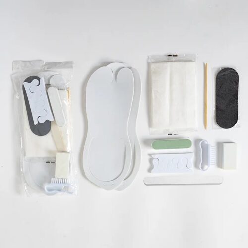 Customized Logo 9 in 1 Pedicure Kit Nail Care Tools Foot File Buffer Brush Toe Separator – product detail view, wholesale