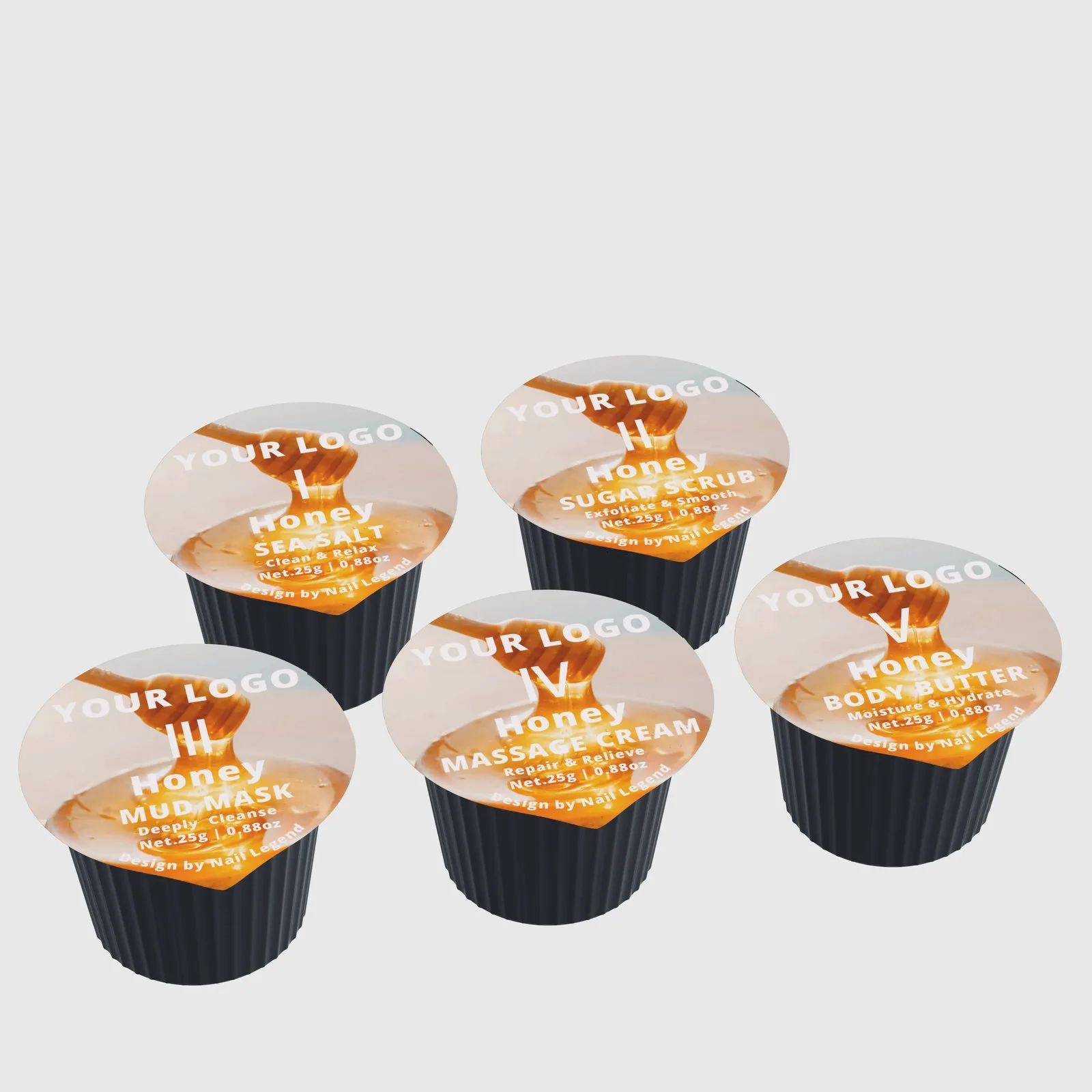 5 in 1 Deluxe Vegan Pedicure Kit Spa Professional Salt Soak Sugar Scrub Mud Mask Massage – product detail view, wholesale