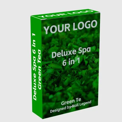 Green Tea Vegan Deluxe Spa 6-in-1 Pedicure Kit Salt Soak Callus Remover Sugar Scrub Foot – product detail view, wholesale
