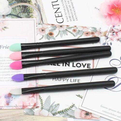 Custom Logo Silicone Wood Handle Eyeshadow Blending Brush for Lash Lift & Brow Lamination – product detail view, wholesale
