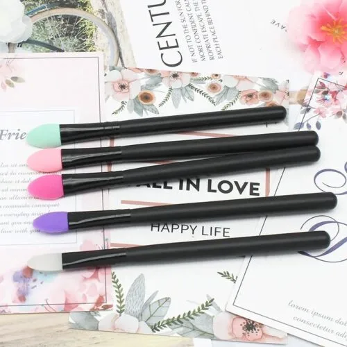 Custom Logo Silicone Wood Handle Eyeshadow Blending Brush for Lash Lift & Brow Lamination – product detail view, wholesale