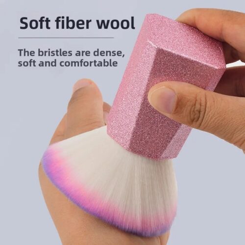 Custom Color Pink Nylon Hair Dust Brush Plastic Handle Size Adjustable Individually – product detail view, wholesale