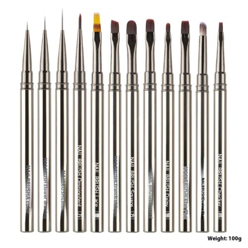 Special UV Pen Set for Nail Art Metal Rod with Crimped Ferrule Nylon Brush Flower Art – product detail view, wholesale