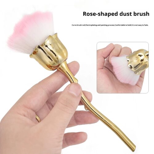 Cross-Border Popular Soft Nylon Single Loose Powder Brush Flat-Rose-Shaped Electroplated – product detail view, wholesale