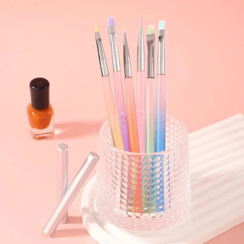 Frosted Gradient Color Handle Flat Nylon Nail Art Brush Light Therapy Painting Drawing – product detail view, wholesale