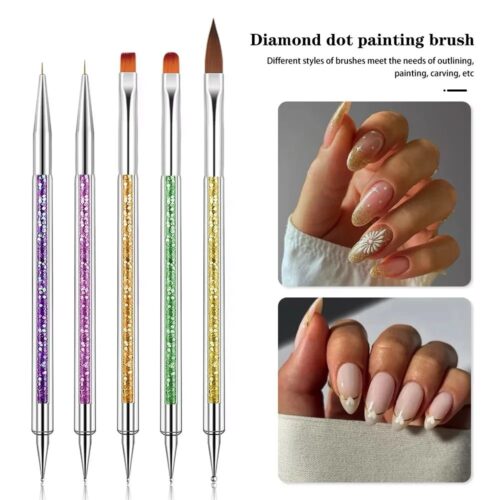 Dual-Sided Durable Nylon Nail Art Brush Set Flat Manicure Painting Brushes Dotting Pen – product detail view, wholesale