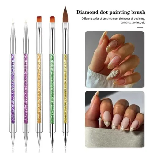 Dual-Sided Durable Nylon Nail Art Brush Set Flat Manicure Painting Brushes Dotting Pen – product detail view, wholesale