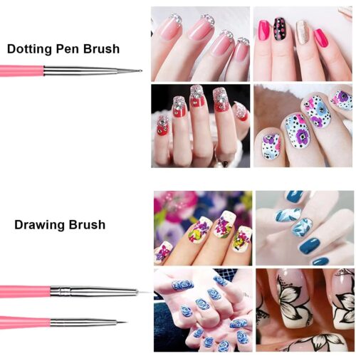 Best Selling 20pcs Salon-quality Nail Art Brushes and 5pcs Durable Nylon Dotting Pens – product detail view, wholesale