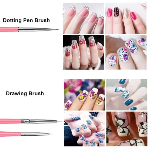 Best Selling 20pcs Salon-quality Nail Art Brushes and 5pcs Durable Nylon Dotting Pens – product detail view, wholesale