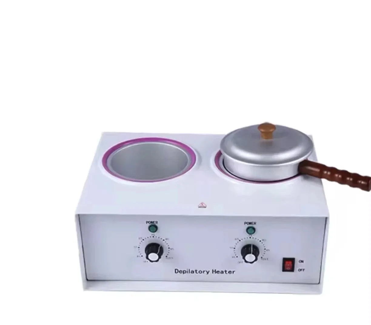 UL / FCC Dual Pot Wax Heater — 450g + 800g, Private Label – product detail view, wax heater wholesale for salons and distributors
