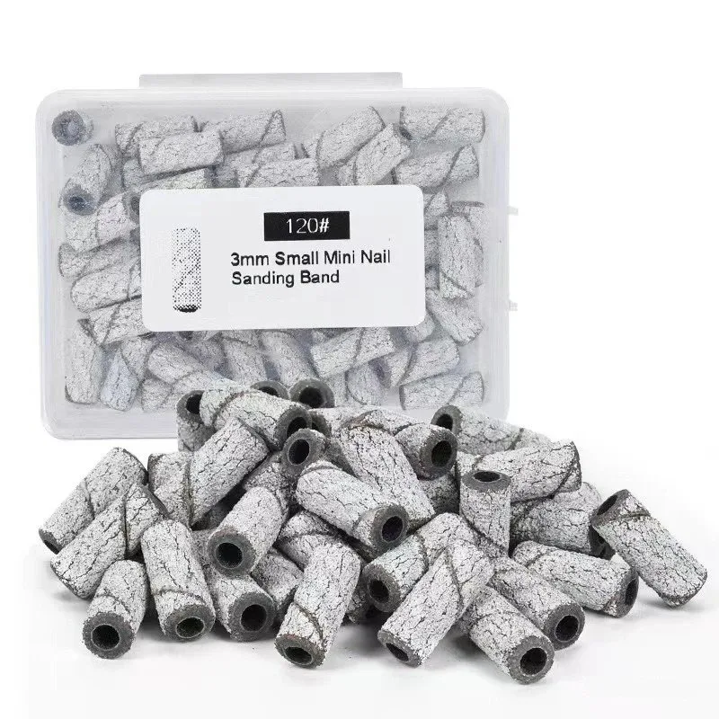 Professional 100Pcs/Box Small Sanding Band for Electric Nail Drill Solid - Sanding Band / Sl... – material and grit closeup, sanding band / sleeve