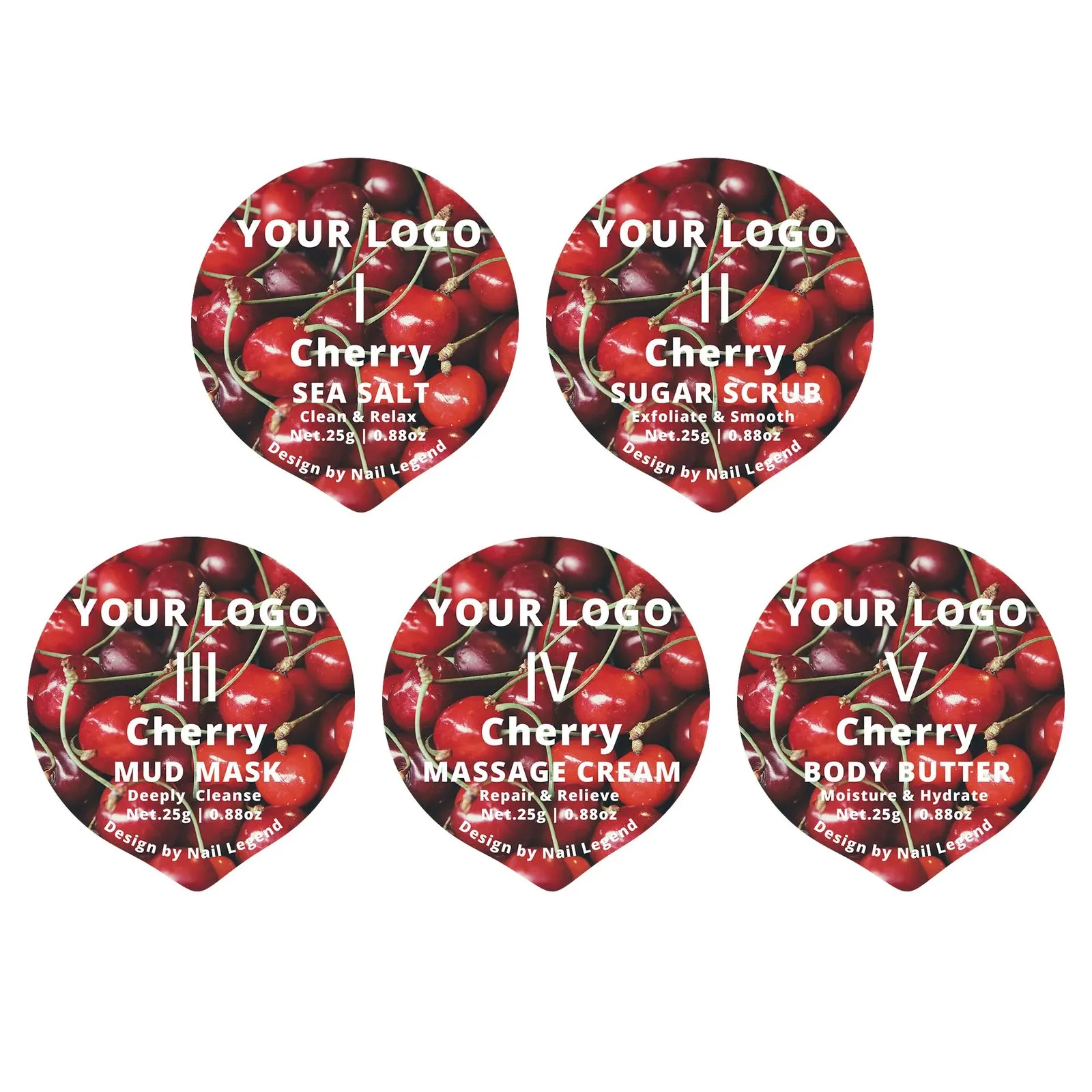 5 1 Deluxe Vegan Pedicure Kit Salt Soak Sugar Scrub Mud Mask Massage Cream Butter Cherry – material and finish closeup