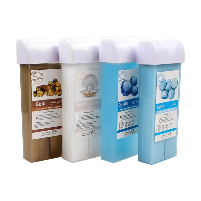 Rosin-Free Roll-On Depilatory Wax (100mL) – texture and color closeup, salon-grade hard wax