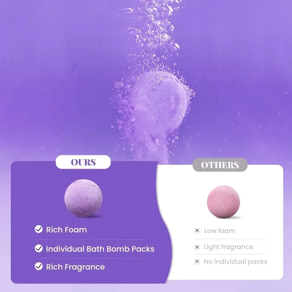 Luxury Lavender Scented Organic Bath Bombs 60 Pcs/Jar Silk Screen Printed Custom – professional salon use reference, B2B wholesale