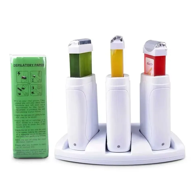 Portable Triple Roll-On Wax Heater Kit — 100ml × 3, Thermostat – salon use reference, B2B wholesale