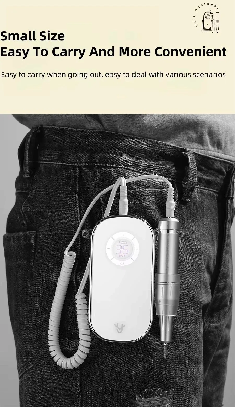 UV207 Rechargeable Nail Drill Durable Plastic Electric Polish Remover with - Professional Na... – custom packaging and private label branding