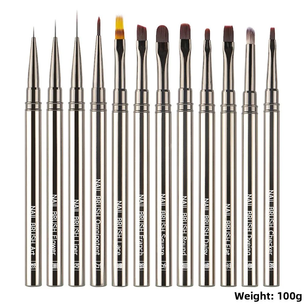 Special UV Pen Set for Nail Art Metal Rod with Crimped Ferrule Nylon Brush Flower Art – pack size, MOQ, OEM customization options