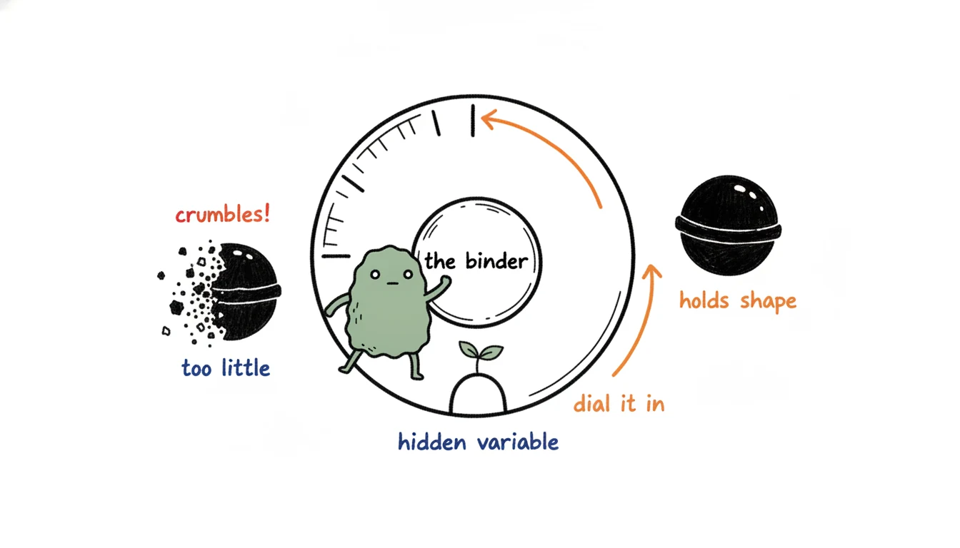 Bath bomb binder choice as the hidden production variable controlling fizz and crack resistance